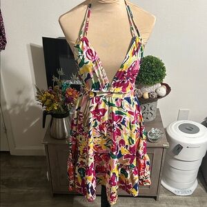 SHEIN Multicolor Floral Halter Mini Dress